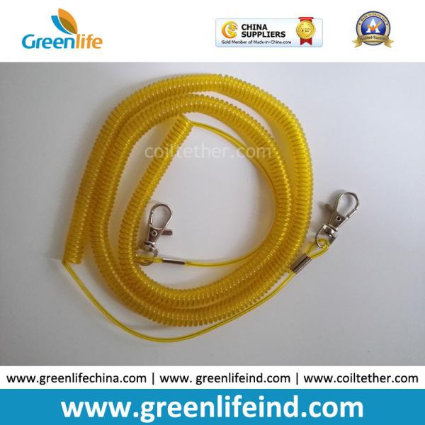 Wholesale Greenlife Factory Robster Clip Stretch Transparent Yellow 5M Tool Coil Lanyard for Fishing anti-drop