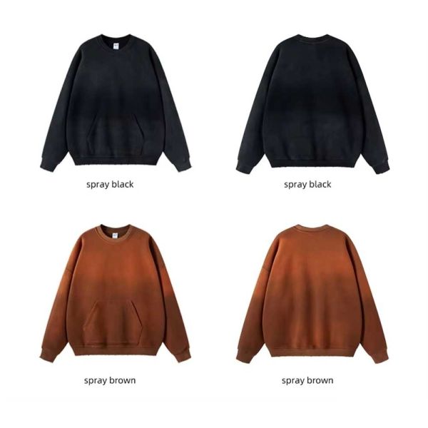 Vintage Men's Oversized Loose Cotton Long Sleeve Round Neck Pullover Sweatshirt