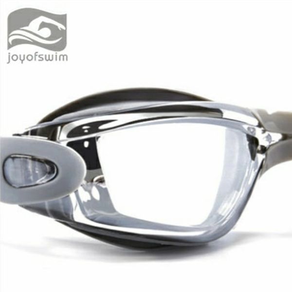 Comfortable Black Adult Swimming Goggles With Integrated Silicone Nose Bridge