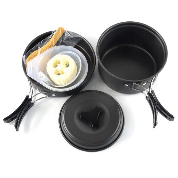 Picnic Accessories 2-3 Person Outdoor Camping Pot Set with Aluminum Cookware Mess Kit