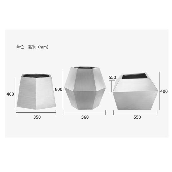 Silver Wire Drawing Polygon 3.0mm Ss Planter Pots Mall Decoration