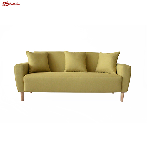 Breathable Low Profile White Linen Fabric Sofa Couch 3 Seater BIFMA Certificated