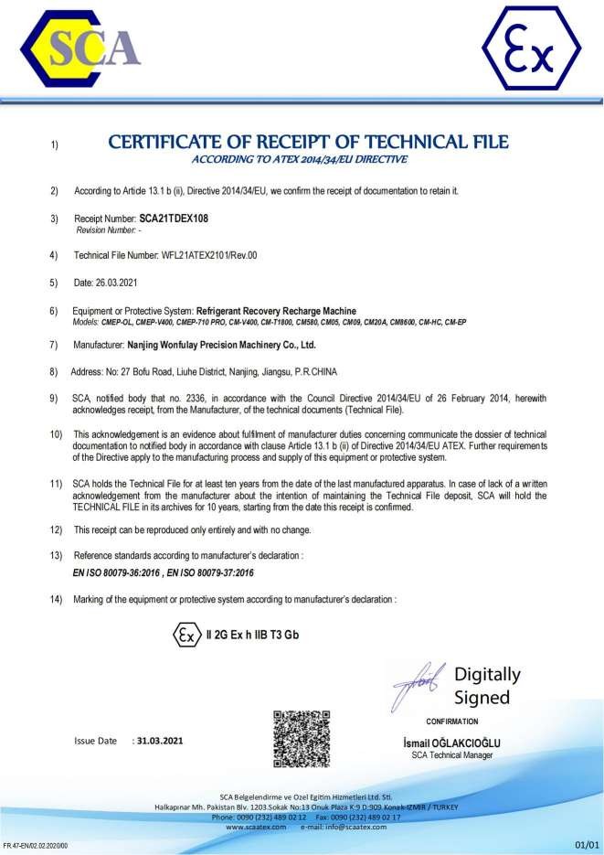 Nanjing Wonfulay Precision Machinery Co., Ltd. Сертификации