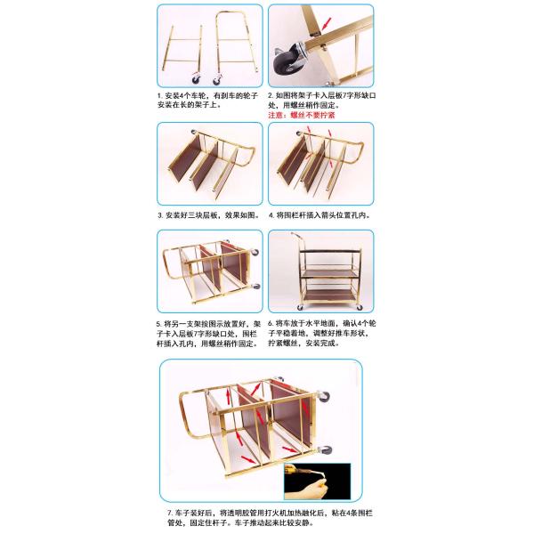 Foods and Beverages Stainless Steel Food Serving Trolley with Customized Caster Size
