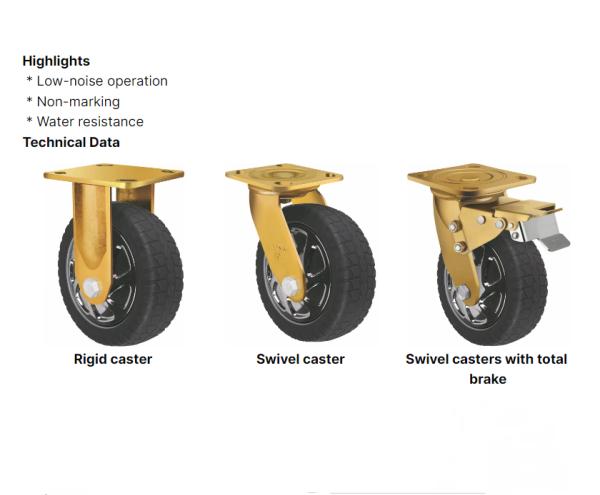 Heavy-Duty 6-Inch Diameter Anti-Slip Elastic TPR Caster Wheels for Industrial Machinery