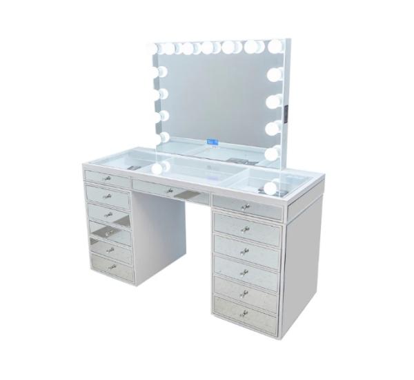Dressing Table Mirror Makeup Artist Table Modern Bedroom Storage Makeup Vanity Table