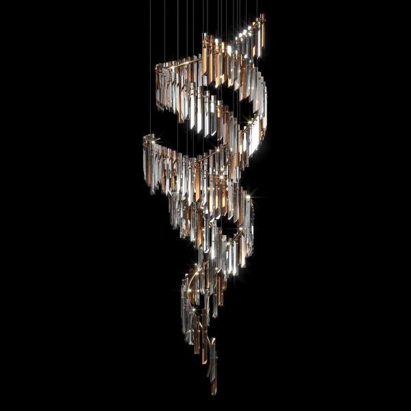 Warm 3000K Chandelier In Copper With Clear Glass For Hotel Interior Furniture