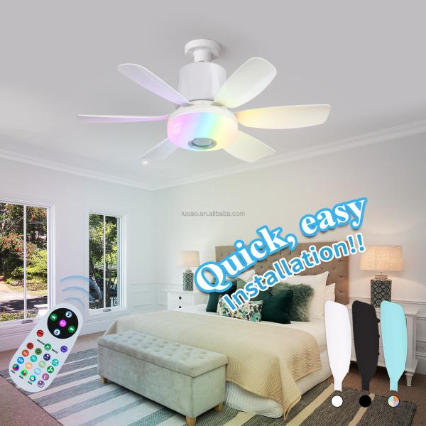 Wholesale factory Intelligent Dimming Home Decoration Ceiling Fan , Moving Head 360 Rotating Ceiling Fan