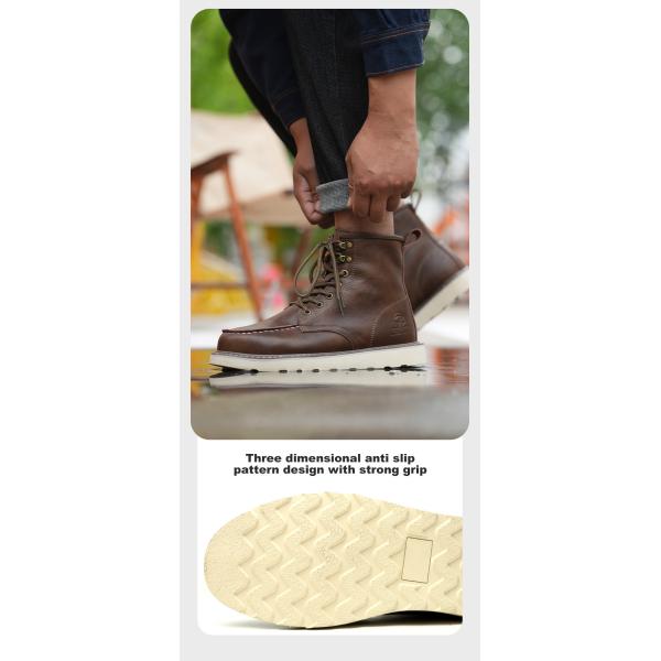 Brown Cowhide Rubber Sole Security Safety Boots Steel Toe Anti Smashing Kevlar Anti Proof Work