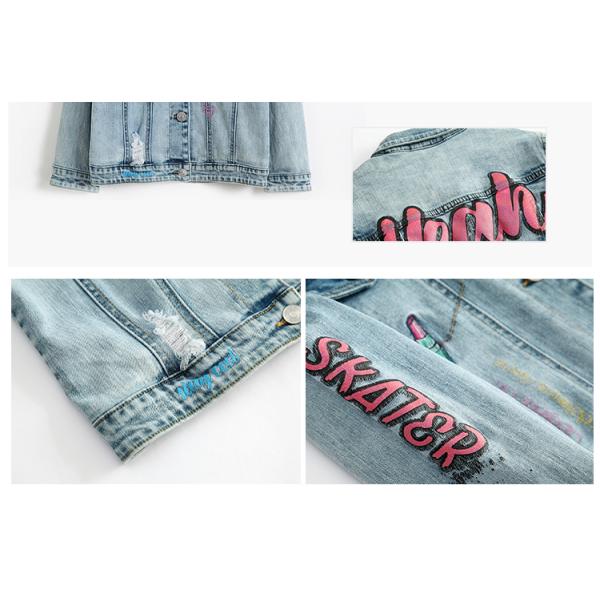 Fashion Spring Teen Girls Denim Clothes Jean Jacket Casual / Printed Pattern