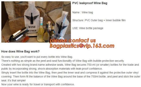 Zipped bottom plastic bottle wrap plastic bottle sleeves air wine slip Self zipped liquor bottle plastic wrap bagease pa
