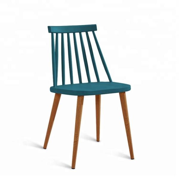 Durable Regal Plastic Chair Anti Slip With Wood Print Transfer Iron Legs
