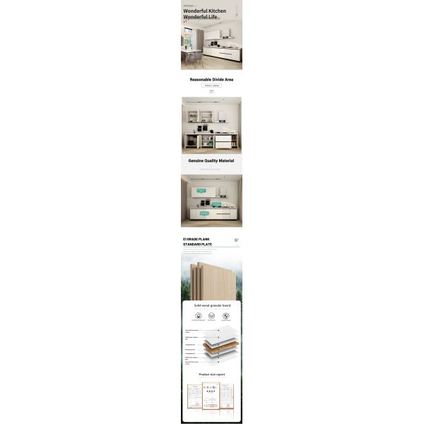 Modern White Lacquer Finish Flat Edge Kitchen Cabinet Ready Made Model for Small Kitchen