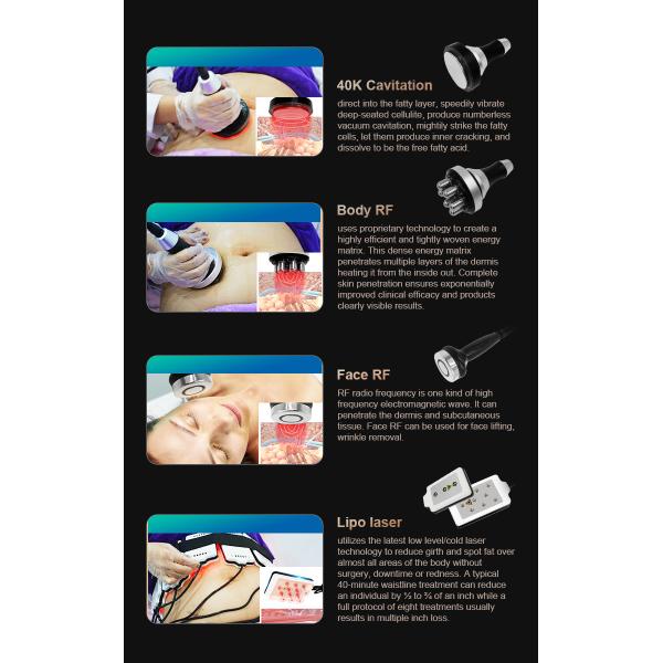 800W 5 In 1 Ultrasonic Cavitation Radio Frequency Slim Machine Vacuum Body