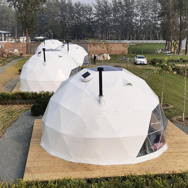 Heat Insulated Geodesic Dome Glass Door 6m Glamping Tourism Tent