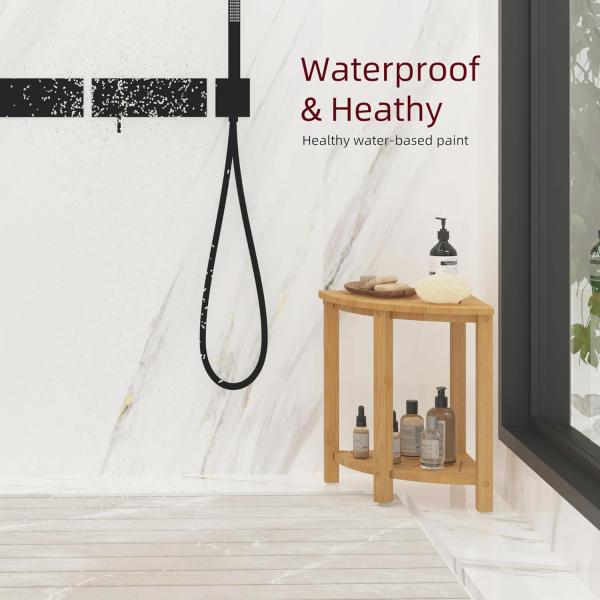 NO Folded Bamboo Bathroom Shower Stool with Shelf The Ultimate Bathroom Essential