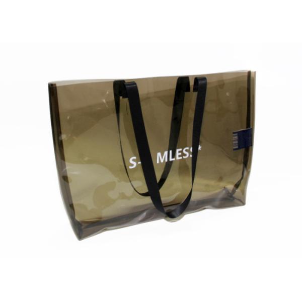Custom ladies pvc handbag transparent pvc tote bag with printed logo clear beach bags