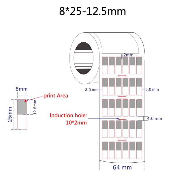 8x25-12.5mm Cable Adhesive Label 2mil White Matte Translucent Water Resistant Vinyl Cable Label