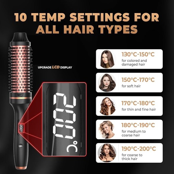 Professional Portable Hair Brush Comb LED Temperature Display PTC Heater Thermal Brushes Fast Heating 65W Multi-Function