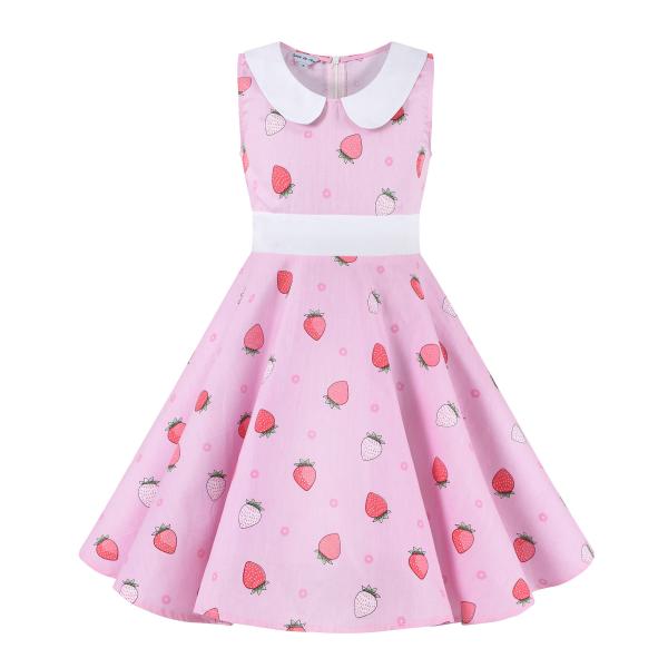 Girls Show Skirt Polka Dot Flower Doll Collar Retro Summer Children'S Clothing