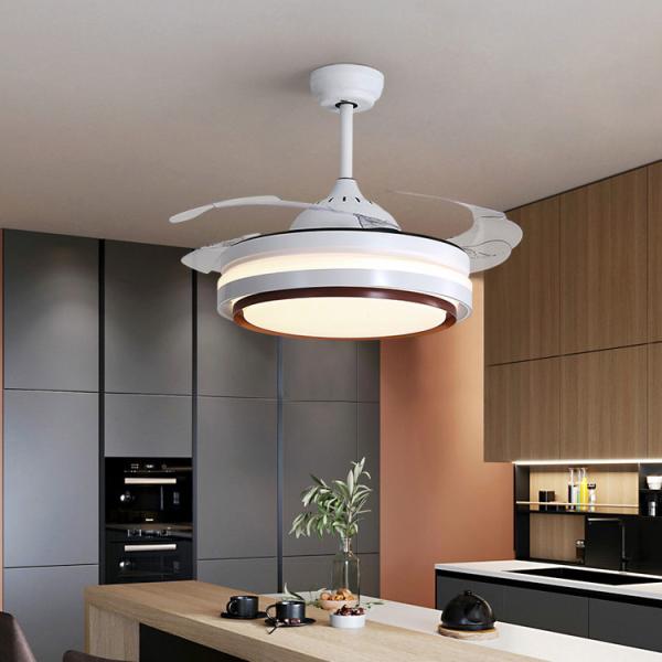 Super Bright  5000K 65W 42 Inch Flush Mount Ceiling Fan With Light retractable