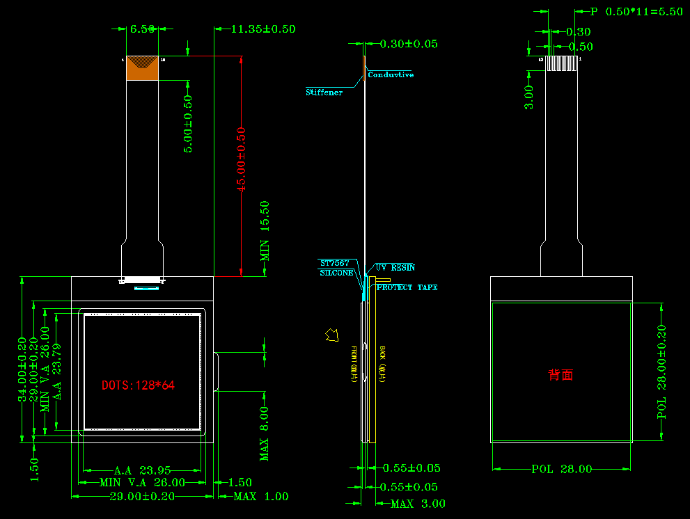 Модуль LCD COG пикселов матрицы точки FSTN 128x64 графический