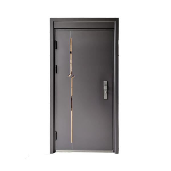 House Villa Exterior Metallic Security Front Entry Doors Design Modern Stainless Steel Metal Main Entrance Pivot with Smart Lock