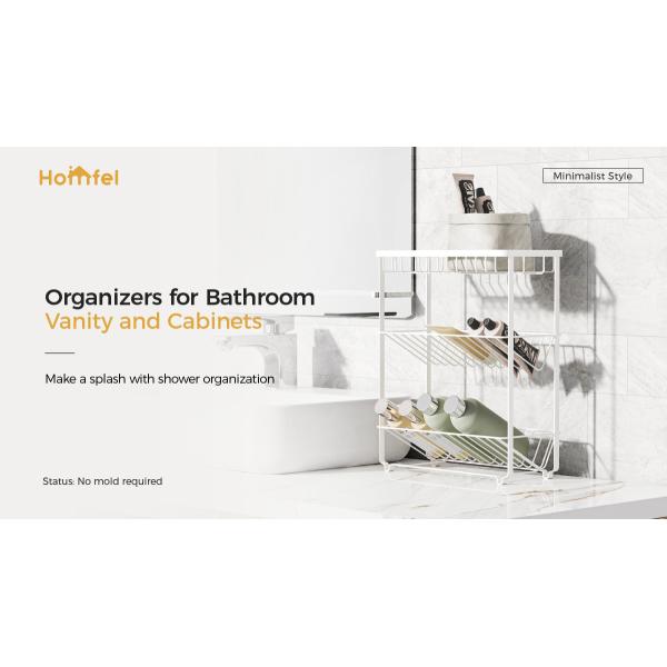 Metal Bathroom Inside Cabinet Shelf Basket Rack For Modern Household Organization