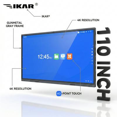 IKAR E5 110 4K UHD Interactive Whiteboard with 40-Point Infrared Multi-Touch and Blue-Light Protection Tempered Glass