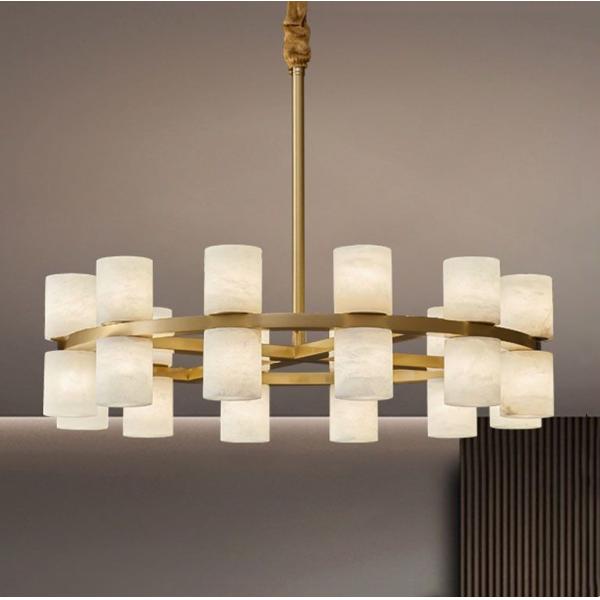 Высококачественный испанский модный декор Мраморная лампа Европейская гостиная Высокий потолок Классический кварцевый камень круглый шампанский