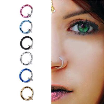 6 Colors New 2 PCS Clip on Boby Nose Lip Ear Fake Piercing Rings Stud Punk Goth False Hoop Earrings Septum