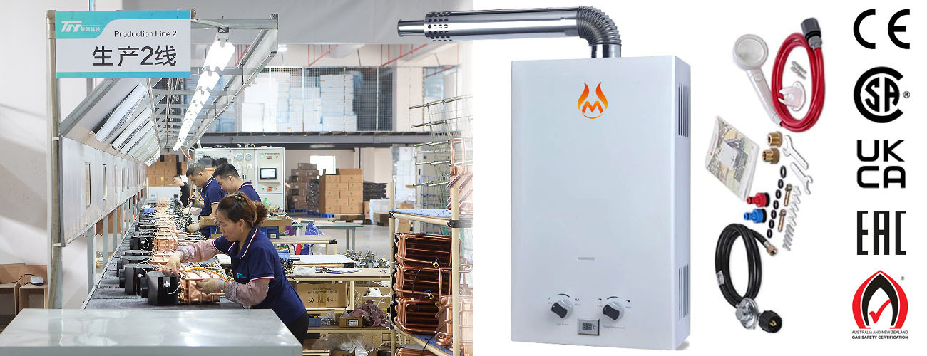 Flue Gas Instant Water Heater 10L Compact Overheat Safe Indoor Gas Hot Water Heater