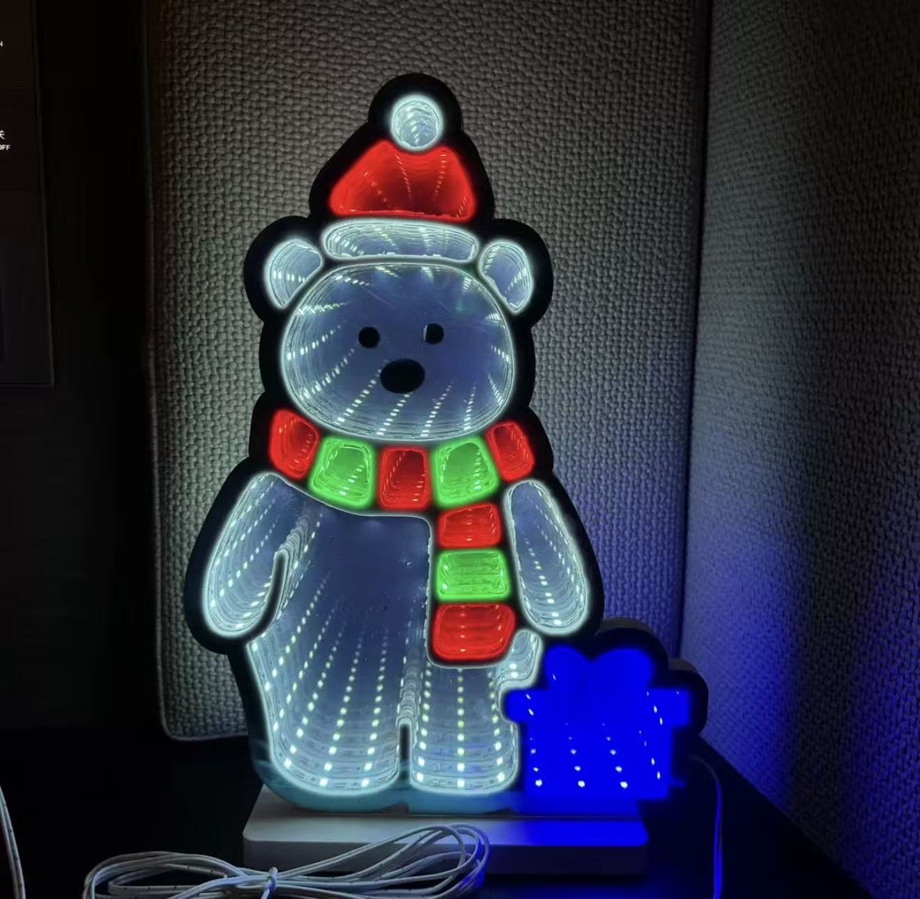 Acrylic Infinity Mirror Tunnel Light Christmas Decorative Half Mirror Lamp for Holiday Decor
