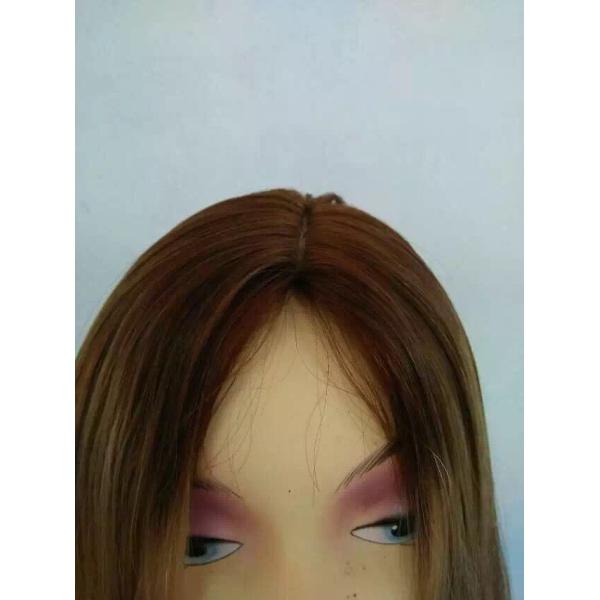 High Quality European Human Hair Jewish Wigs 20 Inches Small Layer Highlight with Dark Roots