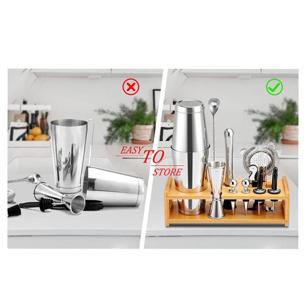 11 peças de bambu Kit Barman Stand Design personalizado aceito para coquetéis ecológicos