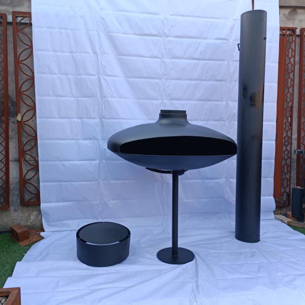 customization Hotel Suspended Wood Burners Charcoal Hanging Black Fireplace 80cm