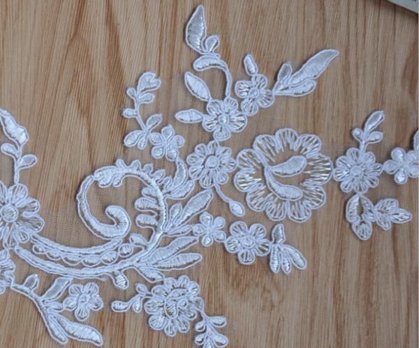 Cord Lace Applique Ivory Color Embroidery Flower for Wedding Dress  embroidery rayon thread