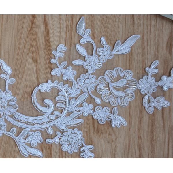 Cord Lace Applique Ivory Color Embroidery Flower for Wedding Dress embroidery rayon thread