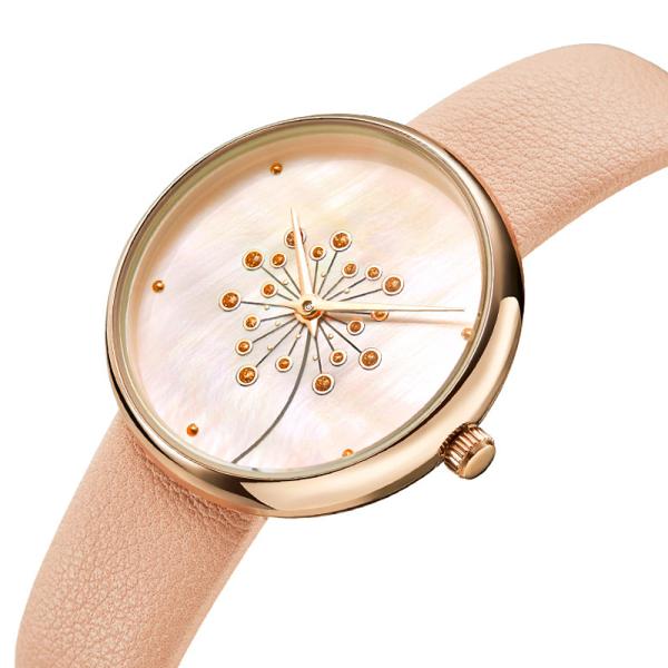 9mm Thickness Ladies Quartz Watch Sapphire Mineral Mirror 115mm Strap