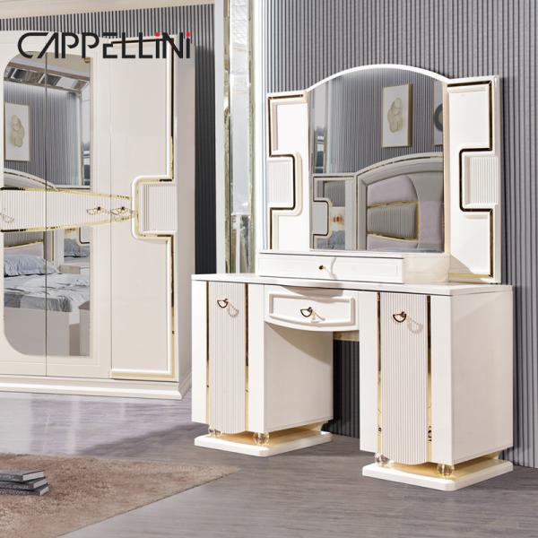 Wholesale Price King Size Double Leather Bed Suite Master Room Home White Full Wooden Mdf Luxury Bedroom Furniture Set