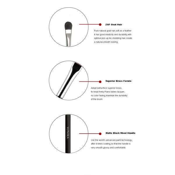 Brosse d'ombrage d'oeil avec les cheveux naturels de chèvre de montagne, brosses professionnelles de fard à paupières