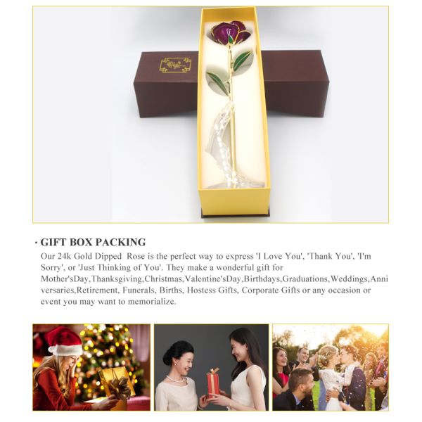 24k Gold Rose Gold Plated Rose With High Quality Gift Box Forever Gold Rose for Christmas Valentine's Day  Gift