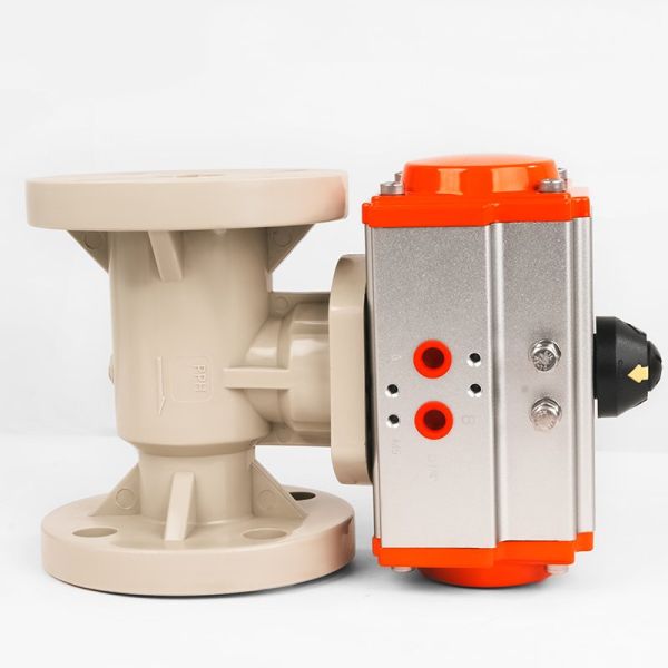 Flange Type PPH Pneumatic Ball Valve Anti-Corrosion Plastic Automatic Shut Off Valve for Chemical Sewage Pipeline