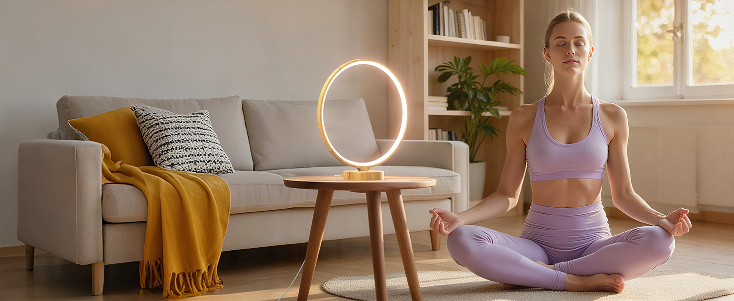 Circular Sun Light Therapy Lamps Customizable Sunlight Lamp 10000 Lux All In One Multifunction