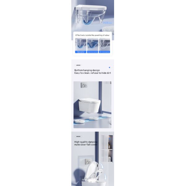 ARROW Luxury Smart Toilet with Concealed Tank Wall-mounted One Piece Design and Remote Control for Hotel Use