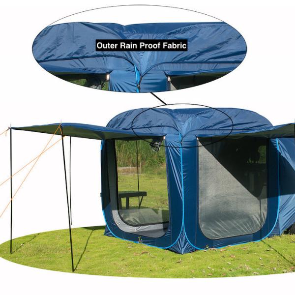 200*200*196CM Silver Coated 210T Pop UP SUV Tent With Waterproof Design And Mesh Windows UV Protection