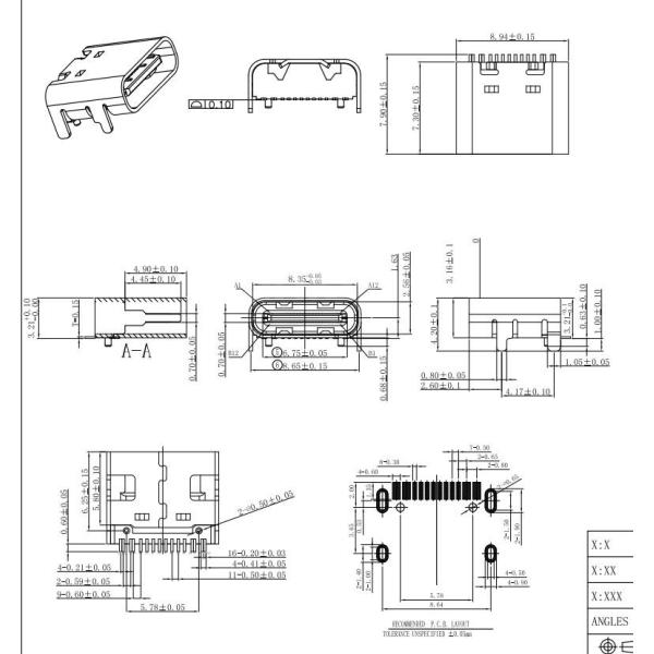 LINK-PP LPUSB1083 USB TYPE C Connector 16PIN SMT