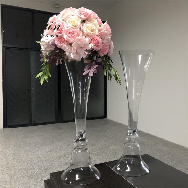 80cm Alto Trombeta Reversível Arranjo de Flores Porta Vaso de Vidro Decoração de Casamento