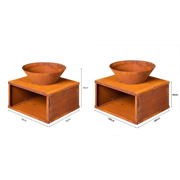 Шар огня Corten открытого сада современный ржавый стальной с хранением журнала