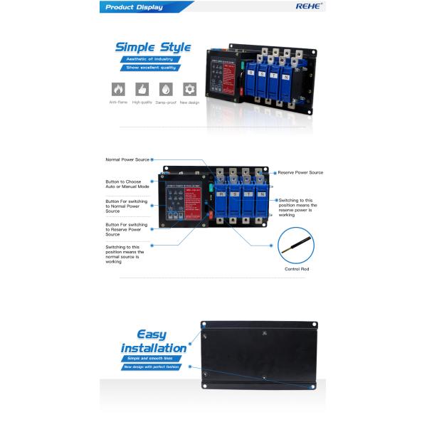 High-Performance 4P 16-125A Automatic Transfer Switch For Generator Changeover Switch